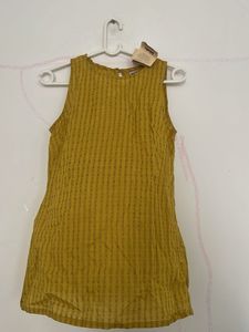 Mustard Yellow Textured Sleeveless Top