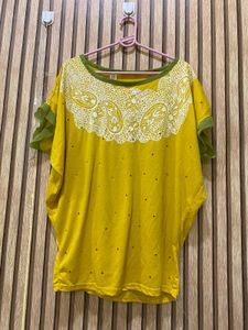 Yellow Tunic with Lace Detail 38-48