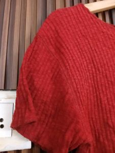 Red Cropped Ribbed Top