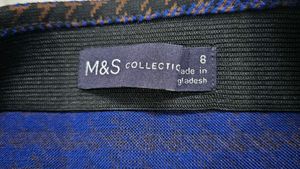 M&amp;S Blue Mix Houndstooth Mini Skirt