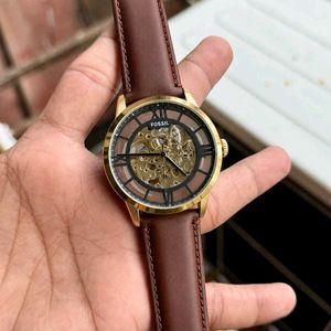 Fossil Automatic Watch - Gold Case Brown Leather