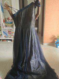Sparkling Navy Blue Evening Gown