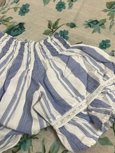 Blue &amp; White Striped Off-Shoulder Top