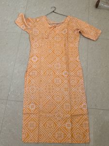 Yellow Printed Cotton Kurta