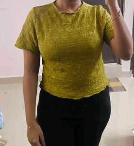 Stylish Textured Olive Green Top