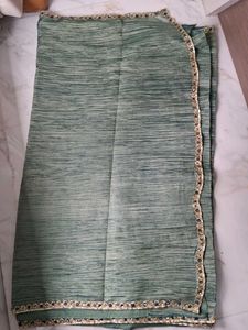 Beautiful Teal Green Crinkled Saree with blouse