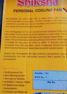 Rechargeable Fan With A Light ,