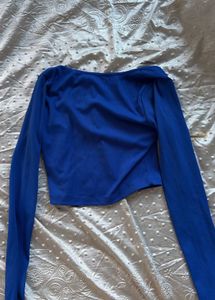 Ribbed Square Neck Long Sleeve Crop Top