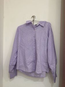 savana .Chic Lavender Textured Button-Up Shirt