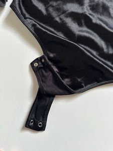 Sleek Black Satin Bodysuit