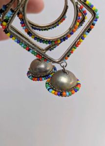 Boho Beaded Jhumka Earrings