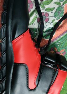 Stylish Red &amp; Black High-Top Sneakers
