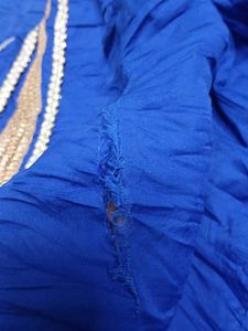 Blue Embroidered Maxi Skirt