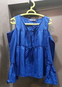 Blue Cold Shoulder Top For Women