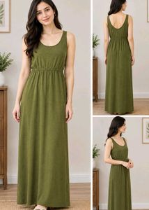 Forever 21 Sleeveless Olive Green Maxi Dress