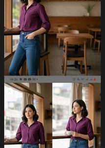 Purple 3/4 Sleeve Blouse