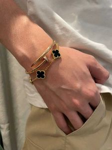 Elegant Clover &amp; Nail Bracelet