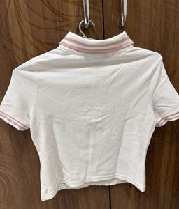 Zudio Cute White Crop Polo Top