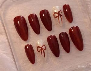 Deep Red Bow Glossy Nail Polish