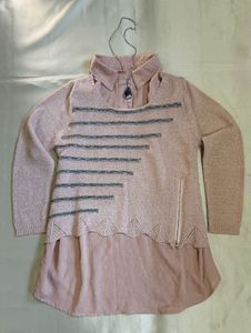 Pink Striped Collared Sweater