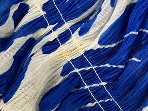 H&amp;M Blue &amp; White sheer Leaf Print Maxi Dress