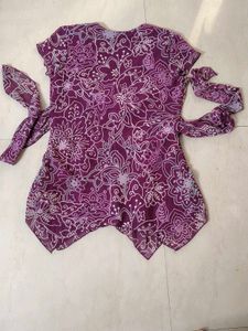Chic Purple Floral Print Tunic Top