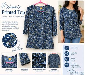 Stylish Blue Floral Print Top