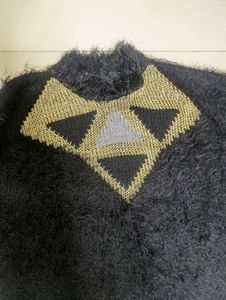 Black Geometric Knit Sweater