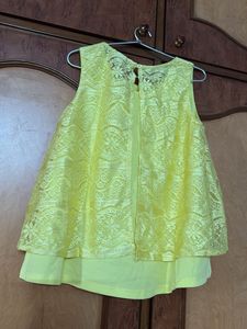 Yellow Lace Sleeveless Top