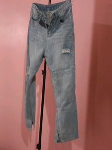 Distressed Light Wash Flare Jeans