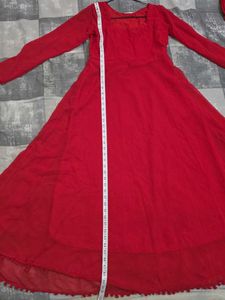 Elegant Red Ethnic Anarkali Suit set 3 piece