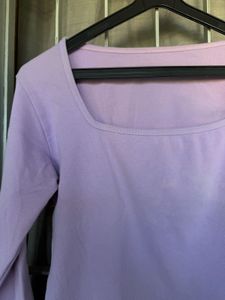 Lilac Square Neck Long Sleeve Top