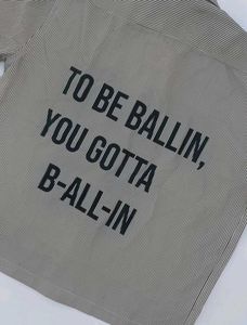 Striped Shirt with 'To Be Ballin' Graphic