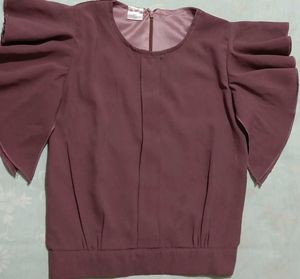 Elegant Ruffled Sleeve Top & Culottes