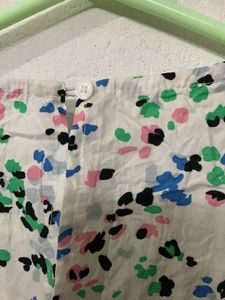 White Floral Print A-Line Dress