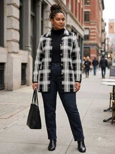 Chic Plaid Knit Sweater Jacket