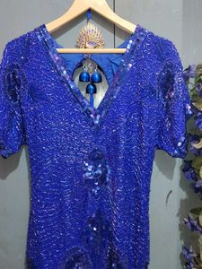 Blue Sequin Party Dress