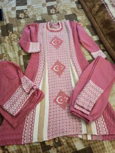 woolen Elegant Pink Kurta Set