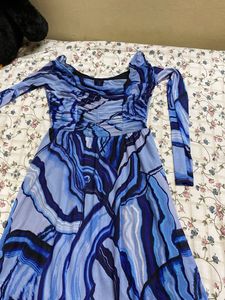 Blue Patterned Mini Dress(XS)