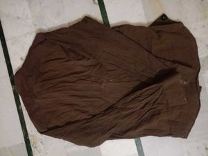 Elegant Brown Textured Button-Up Shirt