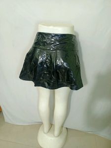 Shein Shiny Black Pleated Mini Skirt Size L