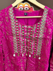 Rani Pink Shell Work Sharara suit