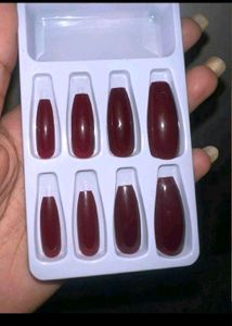 Savana Burgundy Coffin Press-On Nails set of 10