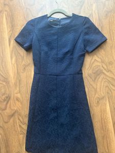 Classic Navy Blue Textured Dress