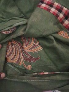 Olive Green Saree with Embroidery