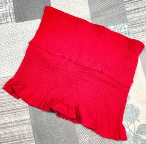 Smocked Off-Shoulder Red Top