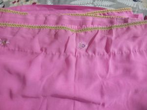 Elegant Pink Dupatta with Gold Border
