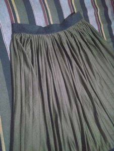 Olive Green Pleated Ethnic Skirt