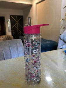 Cute Flamingo Water Bottle with Straw
