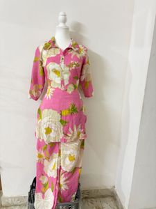 Pink Floral Kurta Set💕